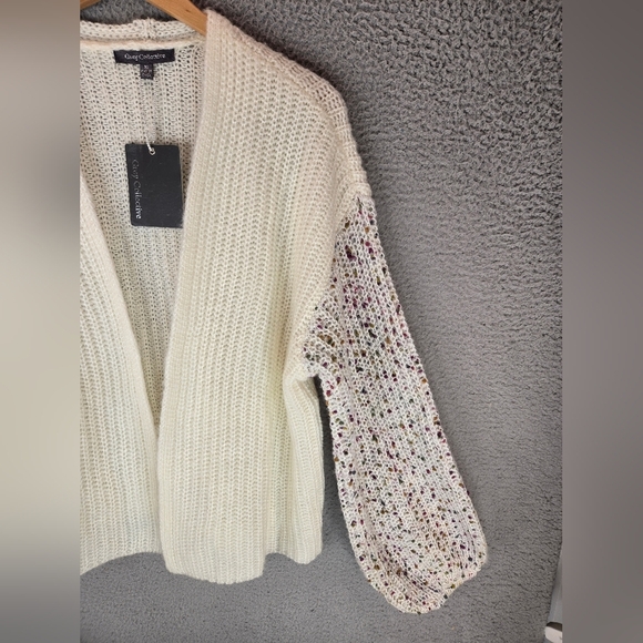 Grey Collective Women Cardigan Sweater Sz M Drop Shoulder Open Front Puff Sleeve - Picture 3 of 12